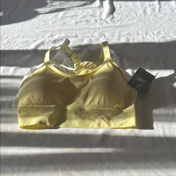 New Balance Yellow and White Sports Bra Set.  Of 2 - Picture 3 of 7